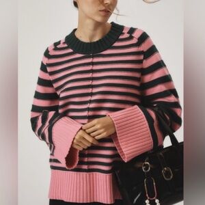 Maeve Pink and green Striped Sweater